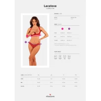 Комплект білизни Obsessive Lacelove cupless 2-pcs set XS/S Red, відкритий доступ, відкриті груди — Переглянути зображення 5