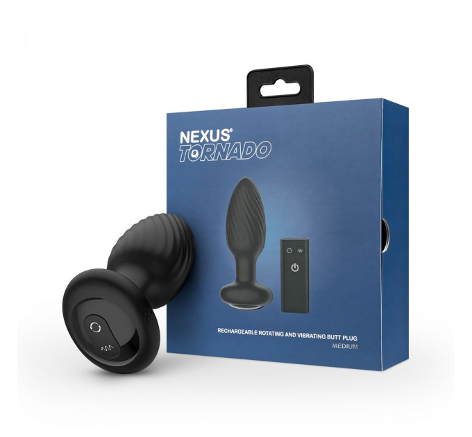 Анальна пробка Nexus TORNADO Medium, ротація + вібрація, пульт ДК