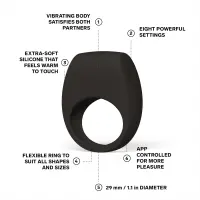 Ерекційне кільце з вібрацією LELO Tor 3 Black, керування зі смартфона — Переглянути зображення 2