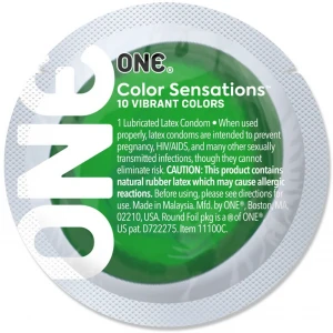 Презерватив ONE Color Sensations ONE with nature, 1 шт, зелений, гладенький, зі змазкою