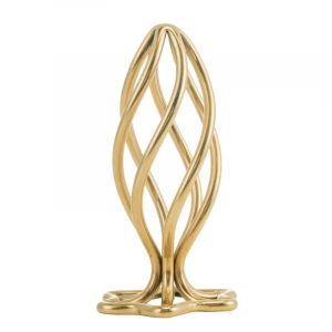 Металева анальна пробка LOCKINK SEVANDA Hollow Spiral Golden, M, золотиста, діаметр 3 см