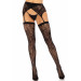 Комплект Leg Avenue Lace thigh highs & garterbelt, One Size, чорний, панчохи та пояс з пажами