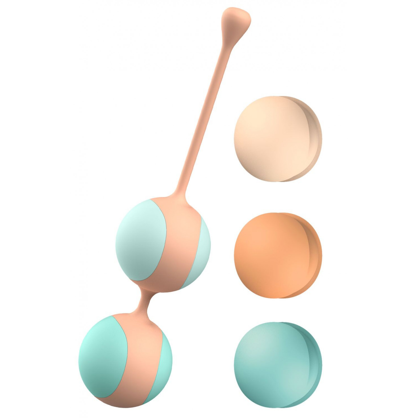 Вагінальні кульки Liebe Kewos — Peach/Mint, 5 кульок у комплекті, 15, 25, 35, 45 та 55 г