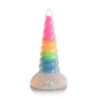 Фентезійний фалоімітатор Creature Cocks Luminescent Rainbow Silicone Dildo, світиться в темряві, 19,6 см — Переглянути зображення 1