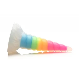 Фентезійний фалоімітатор Creature Cocks Luminescent Rainbow Silicone Dildo, світиться в темряві, 19,6 см