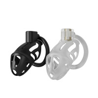 Клітка для пеніса LOCKINK SEVANDA Plastic Penis Chastity Cage, чорна, 3 кільця різних розмірів — Переглянути зображення 9