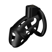 Клітка для пеніса LOCKINK SEVANDA Plastic Penis Chastity Cage, чорна, 3 кільця різних розмірів — Переглянути зображення 1