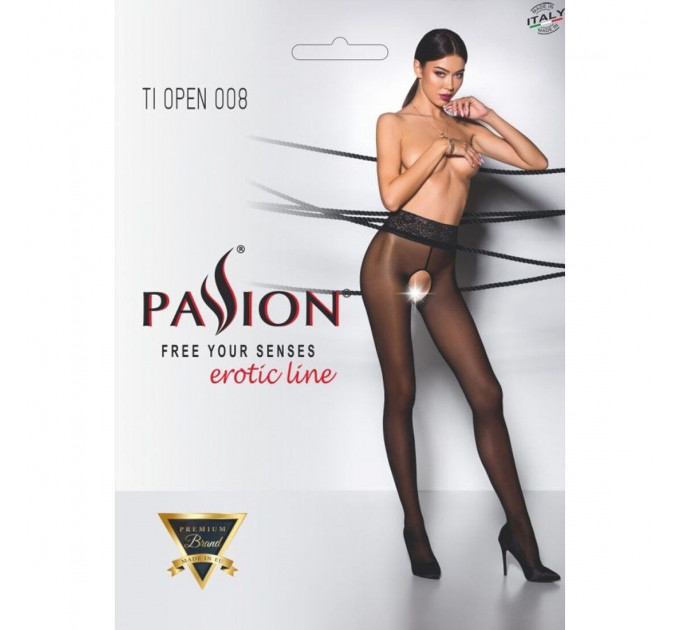 Еротичні колготки Passion TIOPEN 008 1/2 (30 den), black, з вирізом