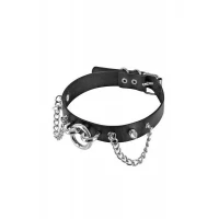 Нашийник ланцюжками, шипами і кільцем Fetish Tentation Choker Rings and Chains, екошкіра — Просмотреть изображение 1