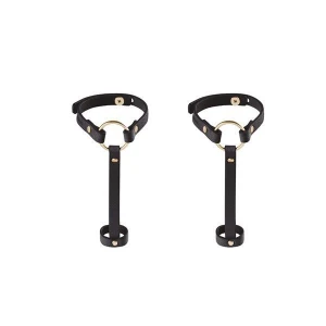 Пара браслетів на зап'ясті і палець Bijoux Indiscrets MAZE Hand Bracelet Harness Black, екошкіра