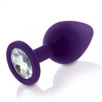 Набір силіконових анальних пробок із кристалом Rianne S: Booty Plug Set Purple, діаметр 3,2см, 3,5см, 4,2см — Переглянути зображення 4