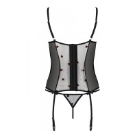 Корсет с подвязками, стринги Passion LOVELIA CORSET S/M, black