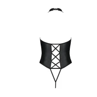 Боді з еко-шкіри з імітацією шнурівки та відкритим доступом Passion NANCY BODY L/XL, black — Переглянути зображення 4