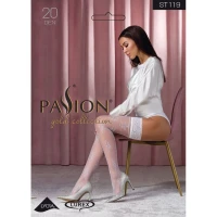 Панчохи Passion ST119 5 white на ажурній силіконовій резинці з квітковим декором і люрексовою ниткою — Просмотреть изображение 3