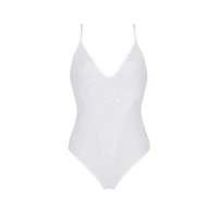 Боді з ажурним декором та відкритим кроком Passion URSULA BODY XXL/XXXL, white — Переглянути зображення 3
