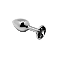 Металева анальна пробка з кристалом Alive Mini Metal Butt Plug Black S — Переглянути зображення 1