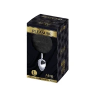 Металева анальна пробка Кролячий хвостик Alive Fluffy Plug L Black, діаметр 3,9 см — Переглянути зображення 2
