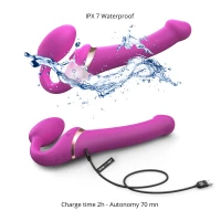 Безремінний вібрострапон з вакуумною стимуляцією Strap-On-Me MULTI ORGASM Fuchsia M, регульований — Переглянути зображення 4