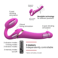 Безремінний вібрострапон з вакуумною стимуляцією Strap-On-Me MULTI ORGASM Fuchsia M, регульований — Переглянути зображення 2