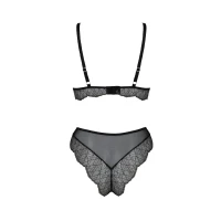 Комплект білизни Passion AMBERLY SET 4XL/5XL black, ліф, трусики бразиліана, люрексова нитка — Переглянути зображення 4