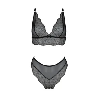 Комплект білизни Passion AMBERLY SET 4XL/5XL black, ліф, трусики бразиліана, люрексова нитка — Переглянути зображення 3