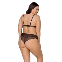Комплект білизни Passion AMBERLY SET 4XL/5XL black, ліф, трусики бразиліана, люрексова нитка — Переглянути зображення 2