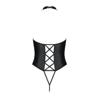 Боді з екошкіри Passion NANCY BODY 6XL/7XL black, з імітацією шнурівки та відкритим доступом — Переглянути зображення 6