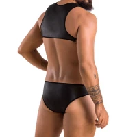 Чоловіче шкіряне боді Passion 056 ADAM S/M Black, заклепки — Просмотреть изображение 2