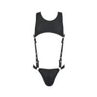 Чоловіче шкіряне боді Passion 056 ADAM S/M Black, заклепки — Просмотреть изображение 5