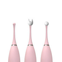 Клиторальный вибратор KISTOY C-King Pink, с двумя доп. насадками, мощная точечная стимуляция