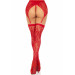 Комплект Leg Avenue Lace thigh highs & garterbelt, One Size, червоний, панчохи та пояс з пажами