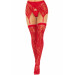 Комплект Leg Avenue Lace thigh highs & garterbelt, One Size, червоний, панчохи та пояс з пажами