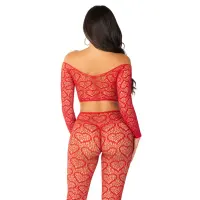 Комплект топ і легінси Leg Avenue Off The Shoulder, One Size, Red, довгий рукав — Просмотреть изображение 3
