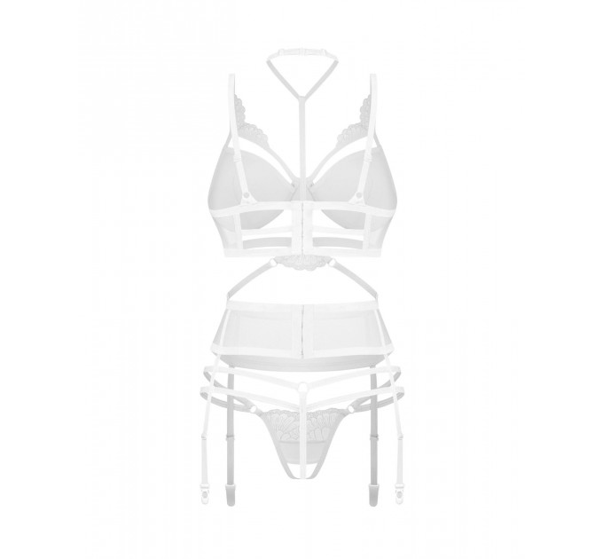 Комплект Obsessive Premisis White 3-pcs crotchless set 2XL/3X