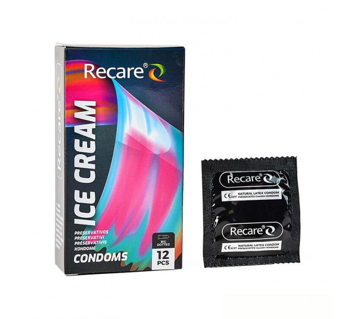 Презервативи Holographic Recare Ice Cream Big Dotted Condoms 12 шт, з пухирцями, аромат: морозиво