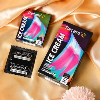 Презервативи Holographic Recare Ice Cream Big Dotted Condoms 12 шт, з пухирцями, аромат: морозиво — Переглянути зображення 5