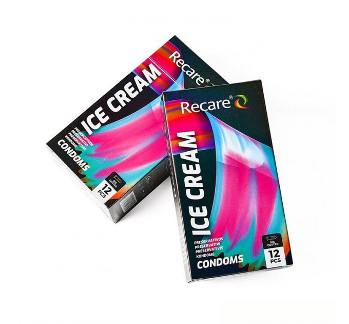 Презервативи Holographic Recare Ice Cream Big Dotted Condoms 12 шт, з пухирцями, аромат: морозиво