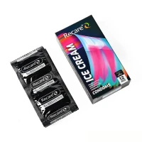 Презервативи Holographic Recare Ice Cream Big Dotted Condoms 12 шт, з пухирцями, аромат: морозиво — Переглянути зображення 2