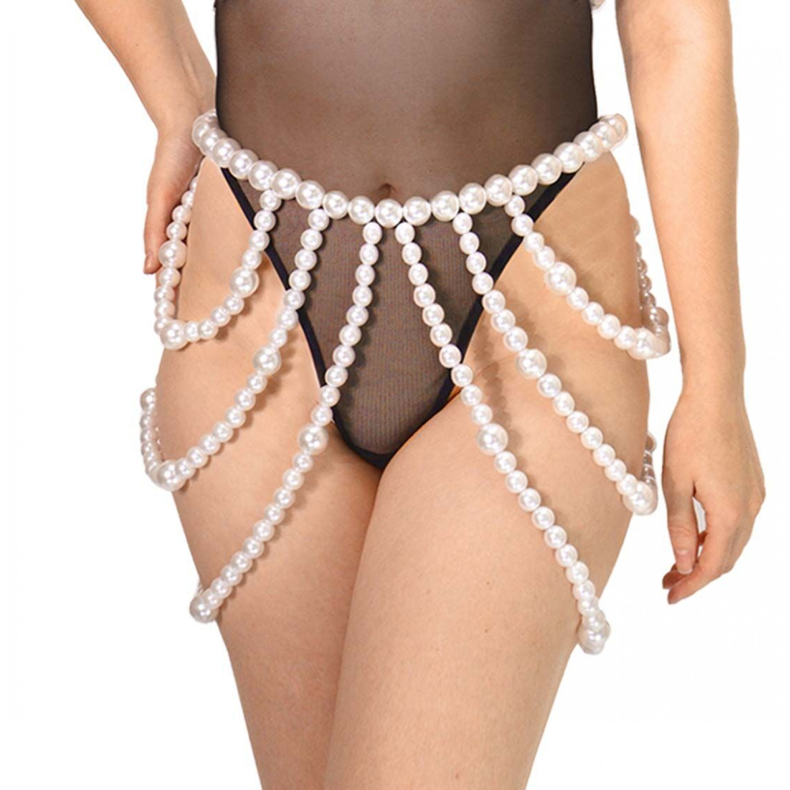 Спідниця з перлин Art of Sex - Jasmine, колір білий, розмір XS-2XL