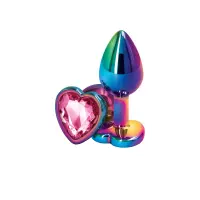 Анальна пробка NS Novelties Rear Assets - Multicolor Heart - Small - Pink — Переглянути зображення 1
