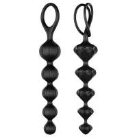 Набір анальних намистин Satisfyer Beads Black, силікон, макс. діаметр 3,3 см та 3,5 см — Переглянути зображення 1