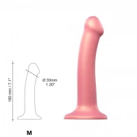 Насадка для страпона Strap-On-Me Mono Density Dildo Rose M, диам. 3,3см, однослойный силикон, гибкий — Просмотреть изображение 3