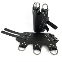 Поножі-манжети для підвісу за ноги Art of Sex – Leg Cuffs For Suspension, чорні, натуральна шкіра — Переглянути зображення 2