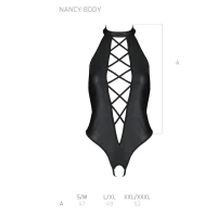 Боді з еко-шкіри з імітацією шнурівки та відкритим доступом Passion NANCY BODY S/M, black — Просмотреть изображение 5