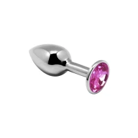 Металева анальна пробка з кристалом Alive Mini Metal Butt Plug Pink S — Переглянути зображення 1