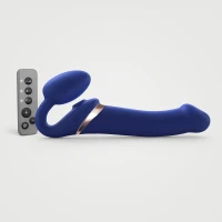 Безремінний вібрострапон з вакуумною стимуляцією Strap-On-Me MULTI ORGASM Blue L, регульований — Переглянути зображення 1