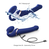 Безремінний вібрострапон з вакуумною стимуляцією Strap-On-Me MULTI ORGASM Blue L, регульований — Переглянути зображення 6