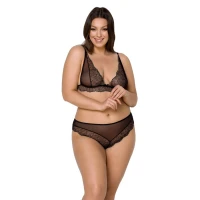 Комплект білизни Passion AMBERLY SET 6XL/7XL black, ліф, трусики бразиліана, люрексова нитка — Переглянути зображення 1