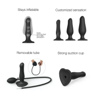 Надувний фалоімітатор Strap-On-Me INFLATABLE DILDO PLUG - NOIR, кулька всередині, діаметр до 6 см — Переглянути зображення 2