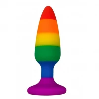 Силіконова анальна пробка Wooomy Hiperloo Silicone Rainbow Plug L, діаметр 3,9 см, довжина 13,1 см — Переглянути зображення 1
